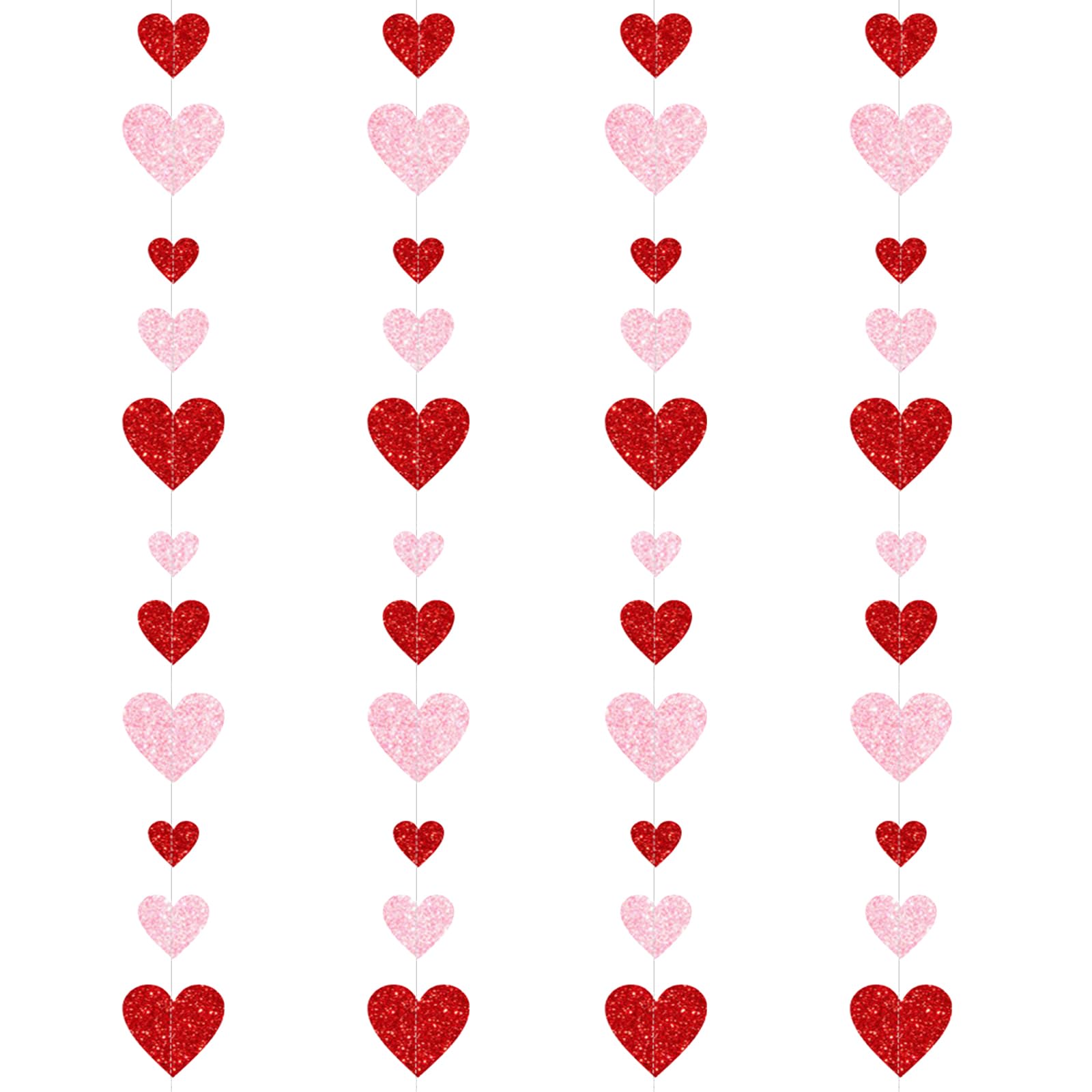 Guirnalda De Corazón Decoración De San Valentín, Rojo Rosa Banderines Guirnalda de Corazones Colgantes para Valentines Boda Aniversario Cumpleaños Decoración de Techo Colgante para el Hogar (4)