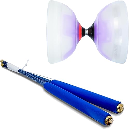 SUNDIA Combo l Falcon Series Diabolo (púrpura) + varillas de diábolo de carbono (azul) - Juego de diábolo profesional, alto rendimiento para todos