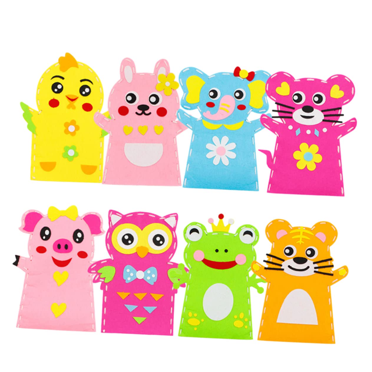VICASKY 8Pcs DIY Non Woven Fabric Hand Puppet Craft Kit for Creative Artwork and Family Bonding Activities