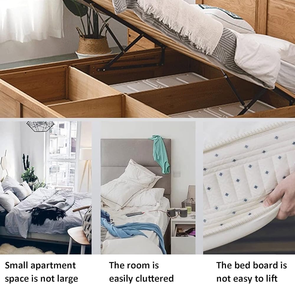 Mecanismo de elevación hidráulico de alta resistencia, kit de elevación de almacenamiento de resorte de gas para caja de cama o sofá cama, ideal para maximizar el espacio de la cama y fácil acceso