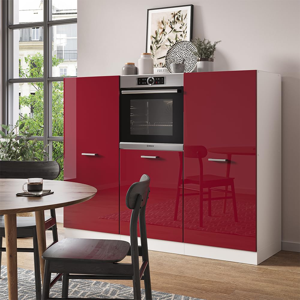 VICCO - Cuisine intégrée RLine - Bordeaux haute brillance/blanc sans