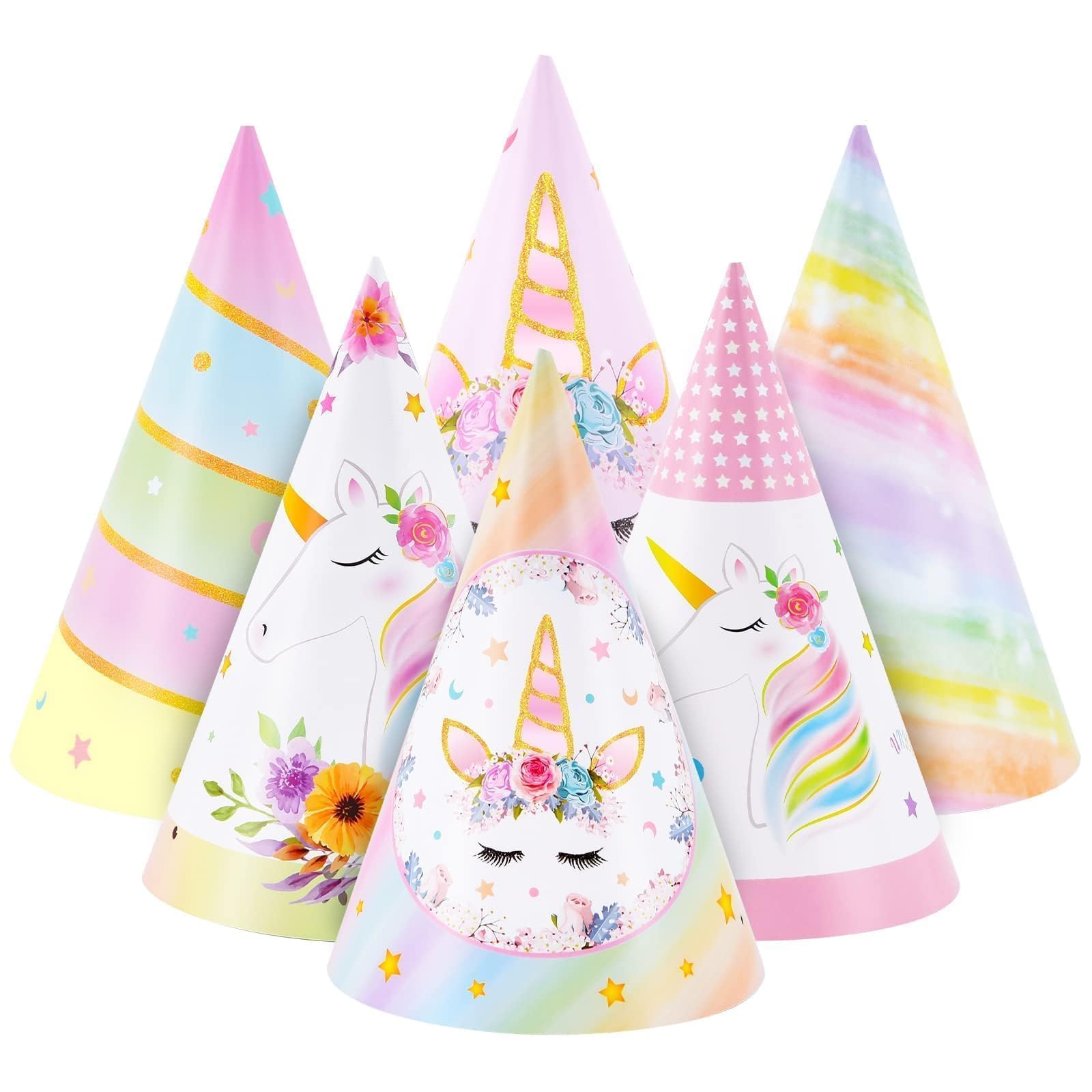 WERNNSAI Party Hats - 12 PCS Birthday Party Supplies Cone Hats for Birthday Headwear
