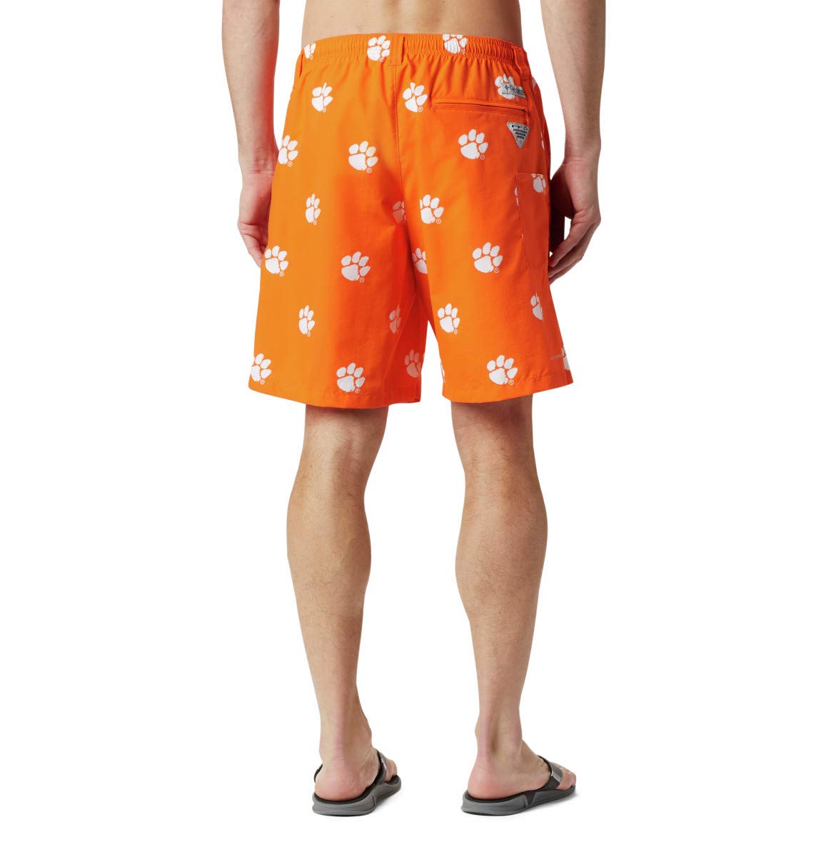Columbia NCAA Clemson Tigers Men's Backcast II Printed Short, X-Large, CLE - Spark Orange