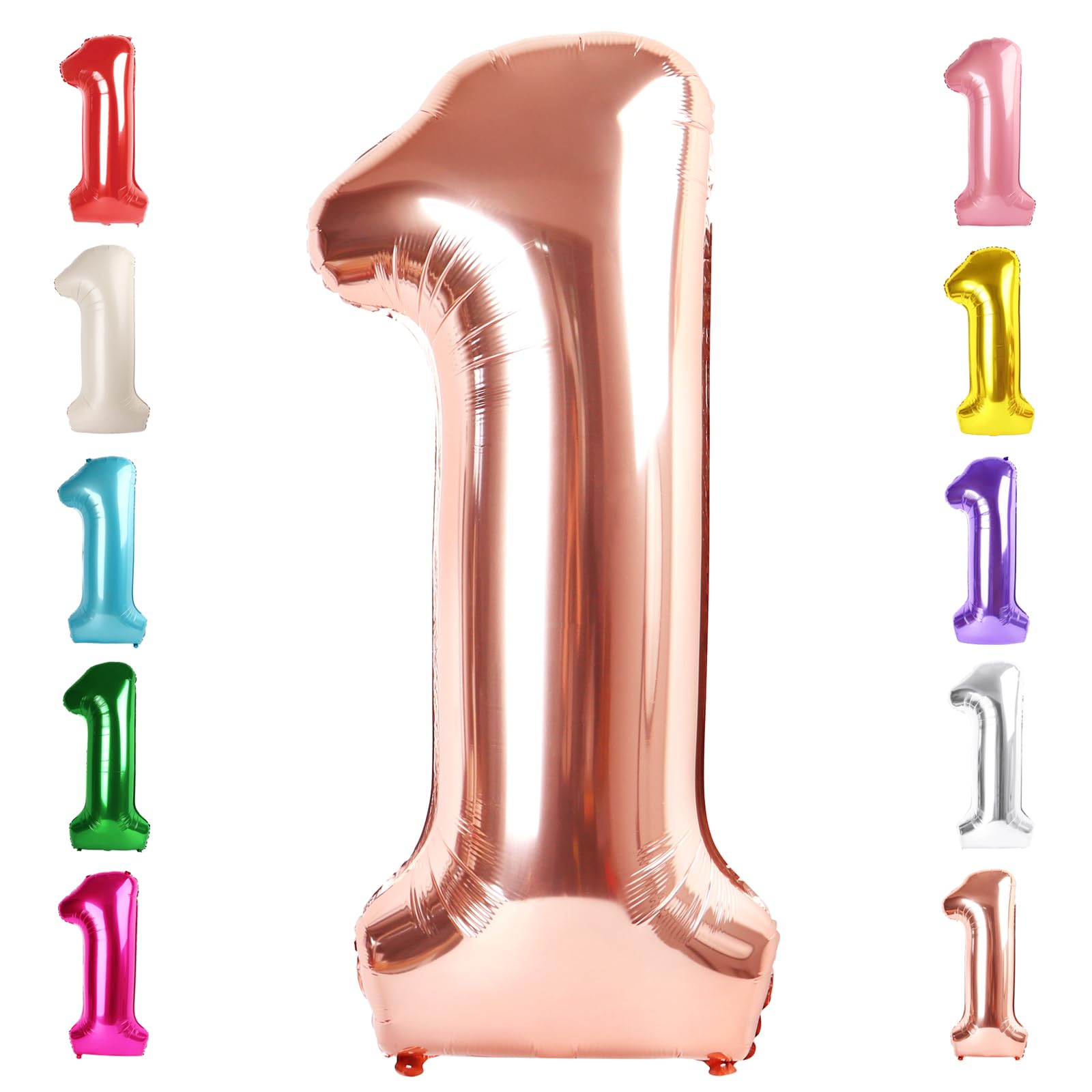 Number Balloons 1, 40 Inch One Balloons for 1st Birthday Girl Boy 1 11 21 Party Decorations Baby Shower Photo Shoot, Rose Gold 1 Balloon