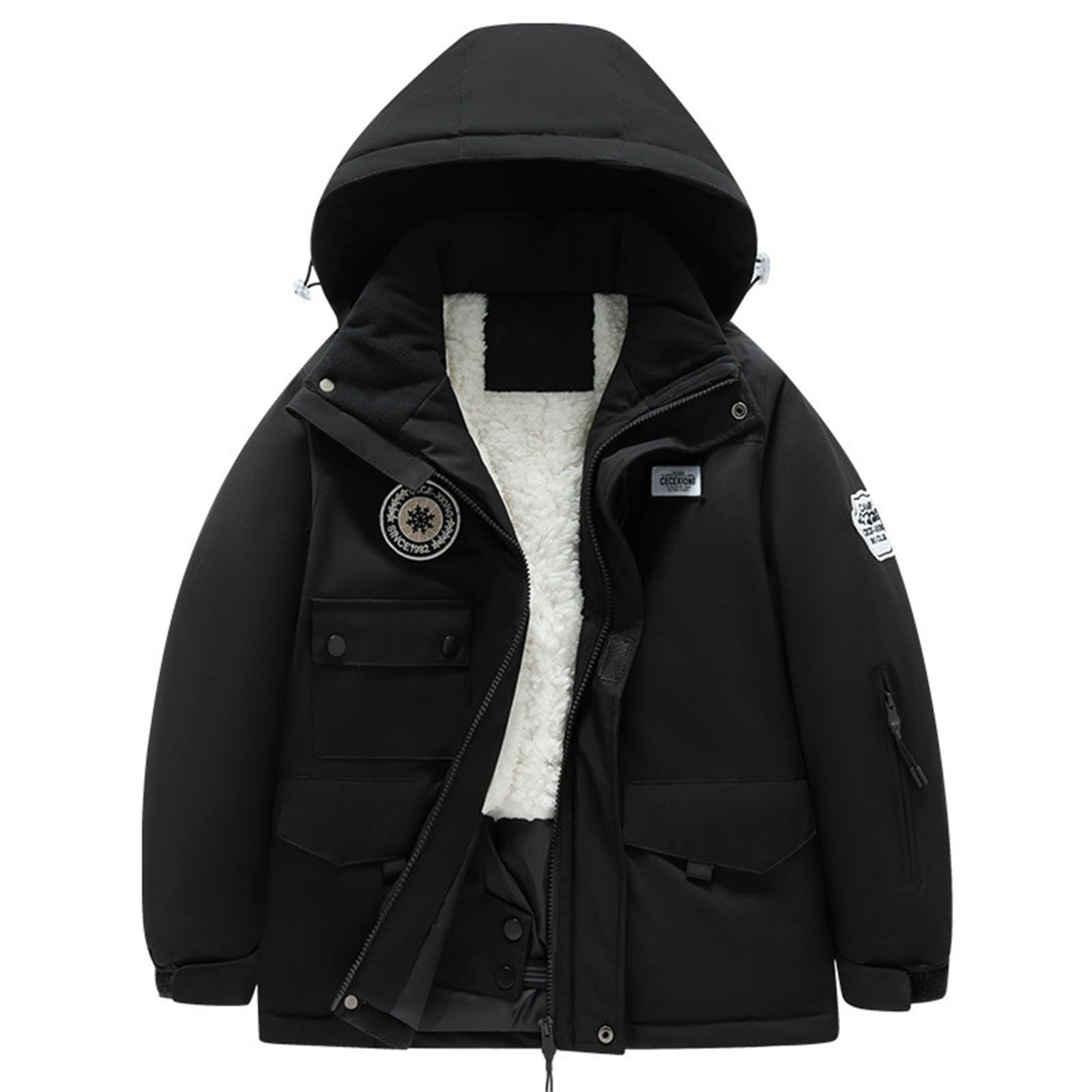 Gefüttert Schneeanzug Kinder Mädchen Junge Fleece Skianzug Winddicht Winteroverall Thermo Daunenjacke Skihose Set Kapuze Reißverschluss Verdickte Schneeoverall