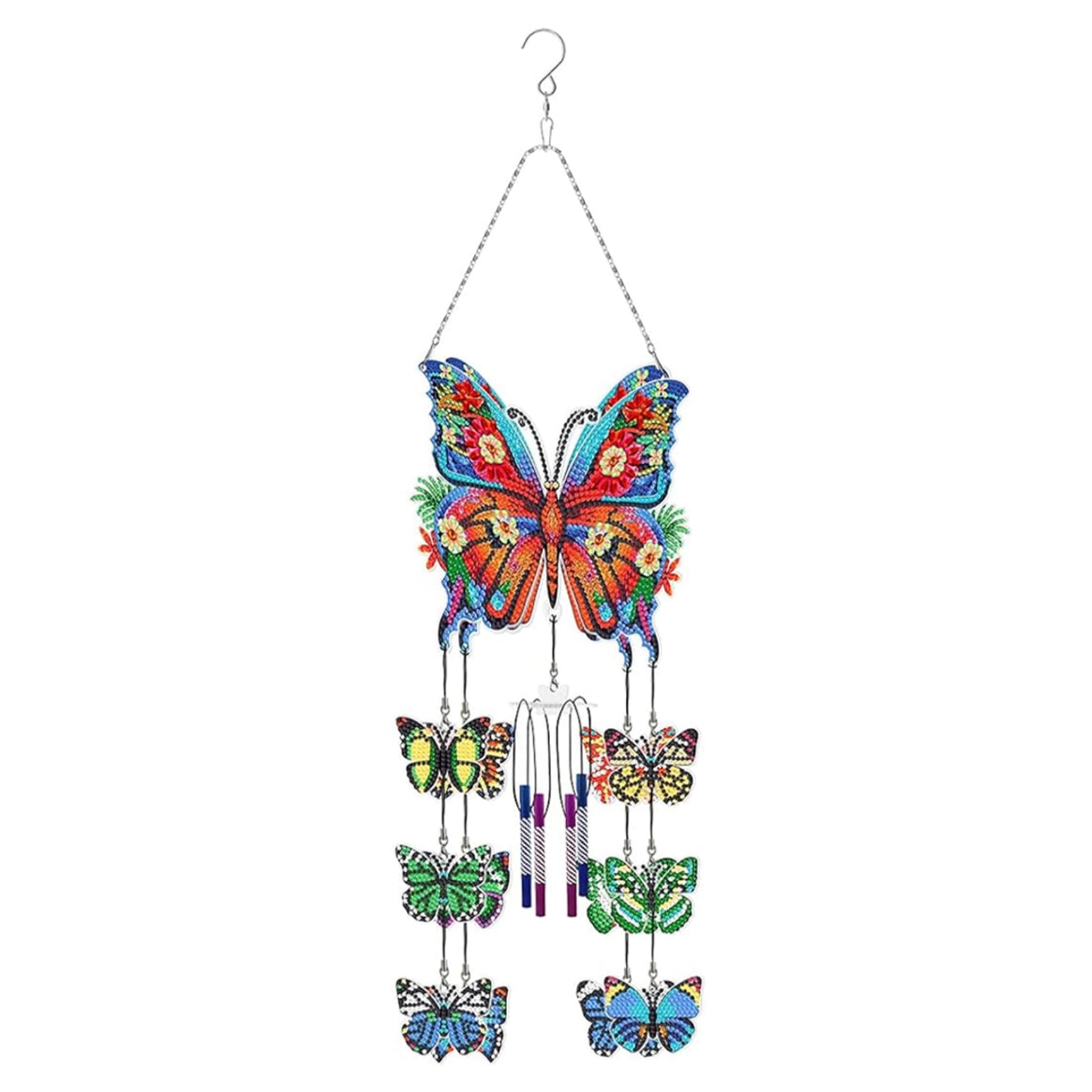 Carillons éoliens d'art de diamant papillon 5D double face pour jardin
