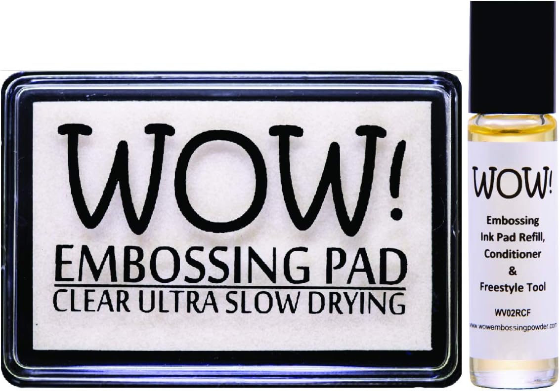 WOW Clear Embossing Ink Pad Ultra Slow Drying WV02 and Refill Conditioner and Freestyle Tool WV02RCF - Bundle 2 Items