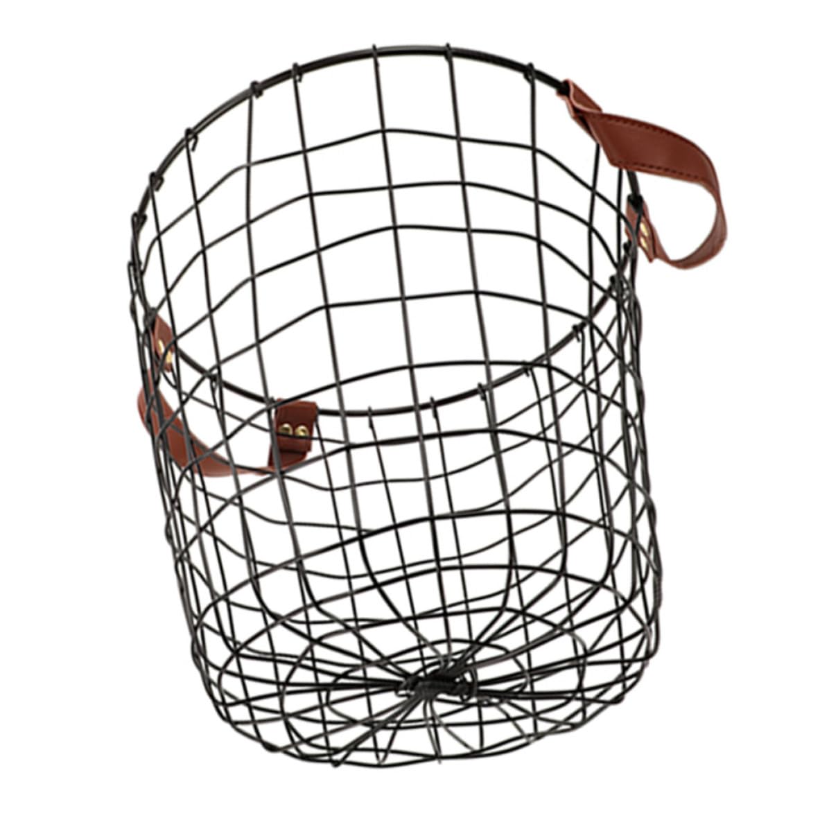 Cesta de Hierro Rústica Redonda para Almacenamiento de Leña con Estructura Ventilada y Gran Capacidad, Adecuado para Uso en Casa y Camping