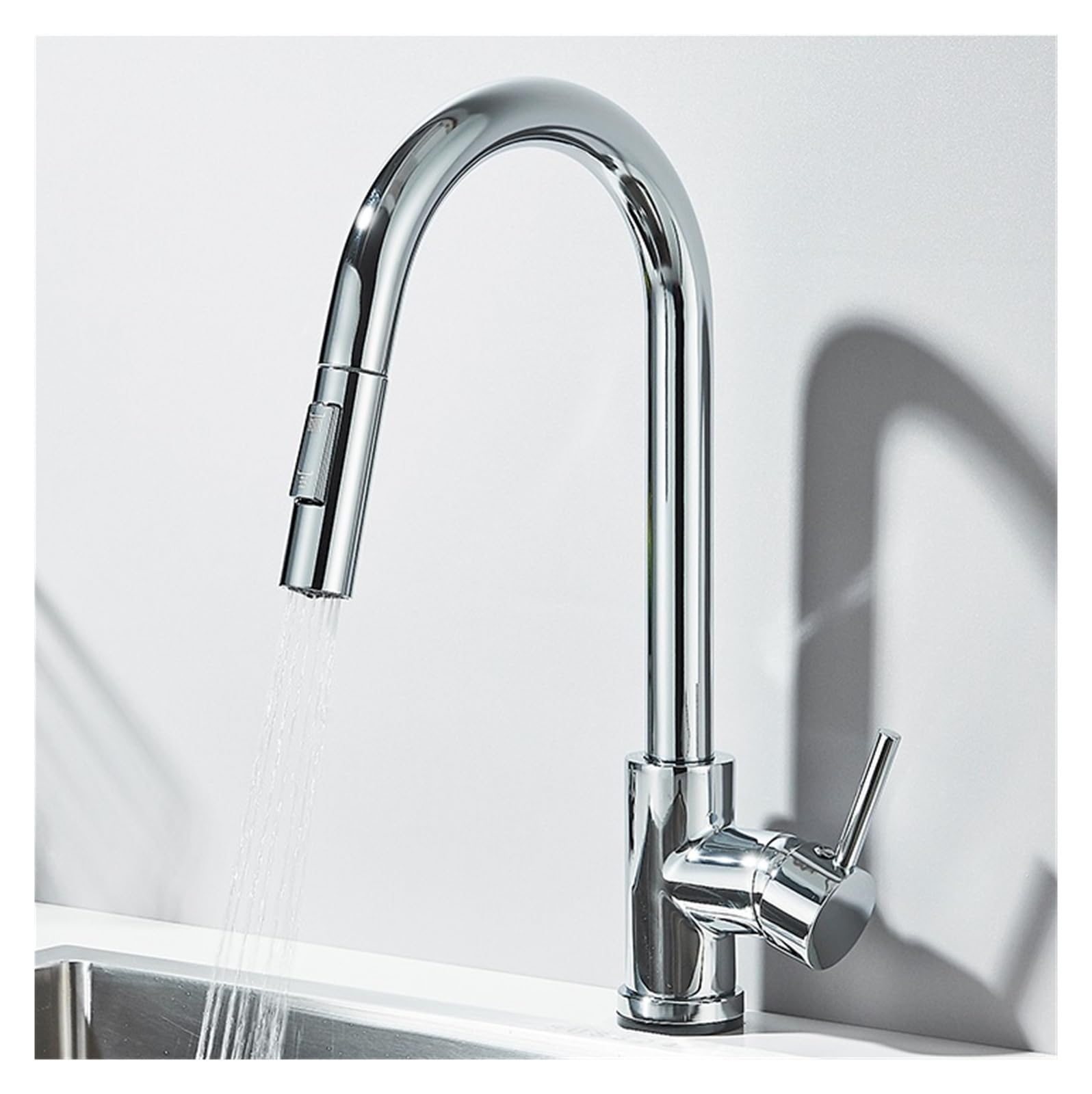 Grifo mezclador de agua fría y caliente para cocina con caño extraíble cromado