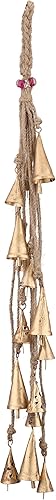 Campanas colgantes hechas a mano de 27 pulgadas, campanas de vaca vintage con cuerda de yute, campanas de lata rústicas para Navidad, decoración del