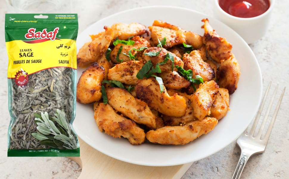 Miniatura 3 de Sadaf Hojas de salvia - Hojas de salvia enteras para cocinar y saborizar alimentos - Especias de salsa - Cocina mediterránea - Kosher - Bolsa