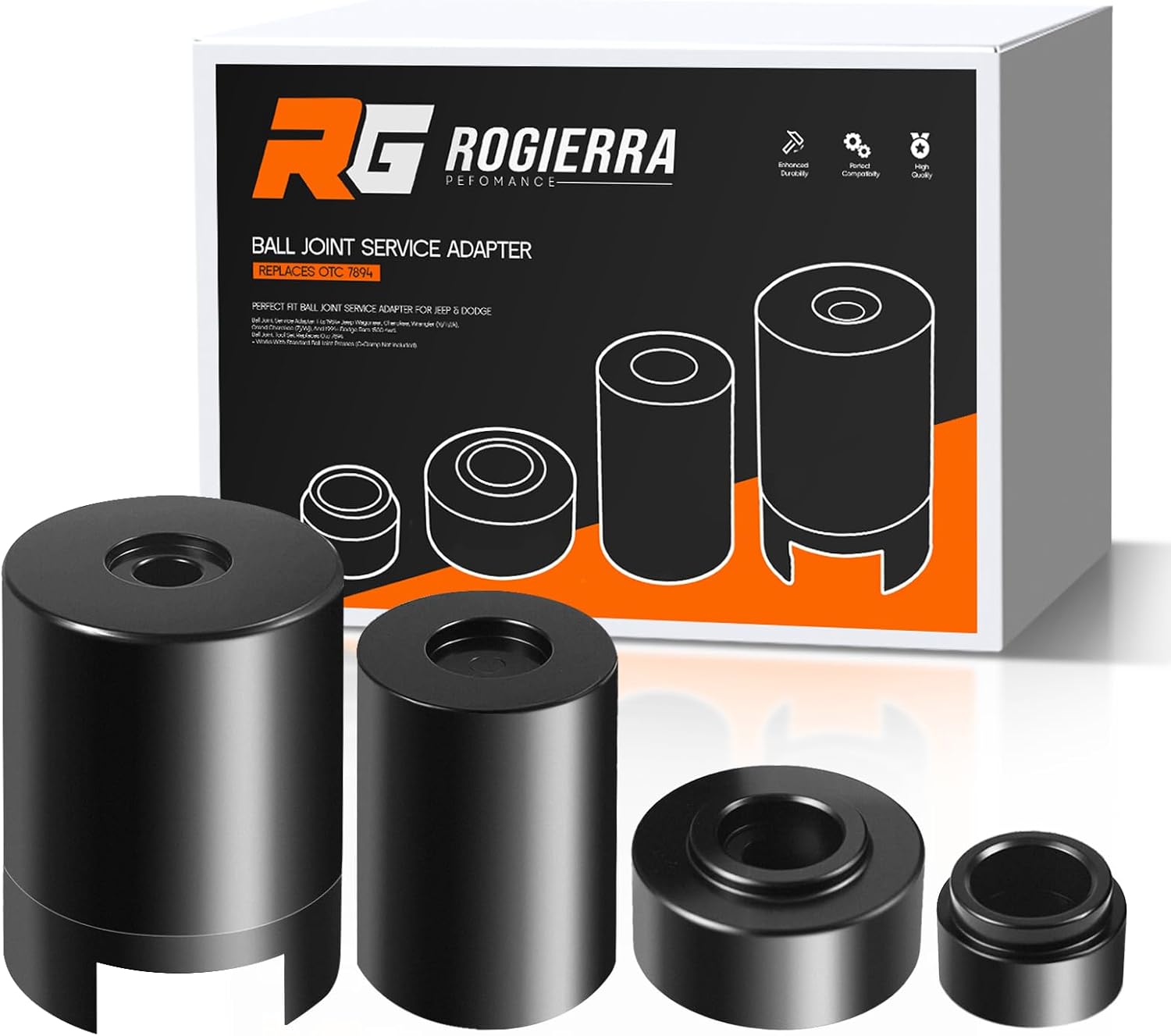 Rogierra Ball Joint Service Adapter for Jeep & Dodge, Upper and Lower Ball Joint Press Service Adapter Set, Ball Joint Removal and Install Tool, Fit for Jeep/Dodge, Replace OTC 7894
