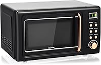 Vista 12 de COSTWAY horno microondas de encimera, 0.7 pies cúbicos, hornos microondas con 5 niveles de micro potencia, función de inicio diferido, plato