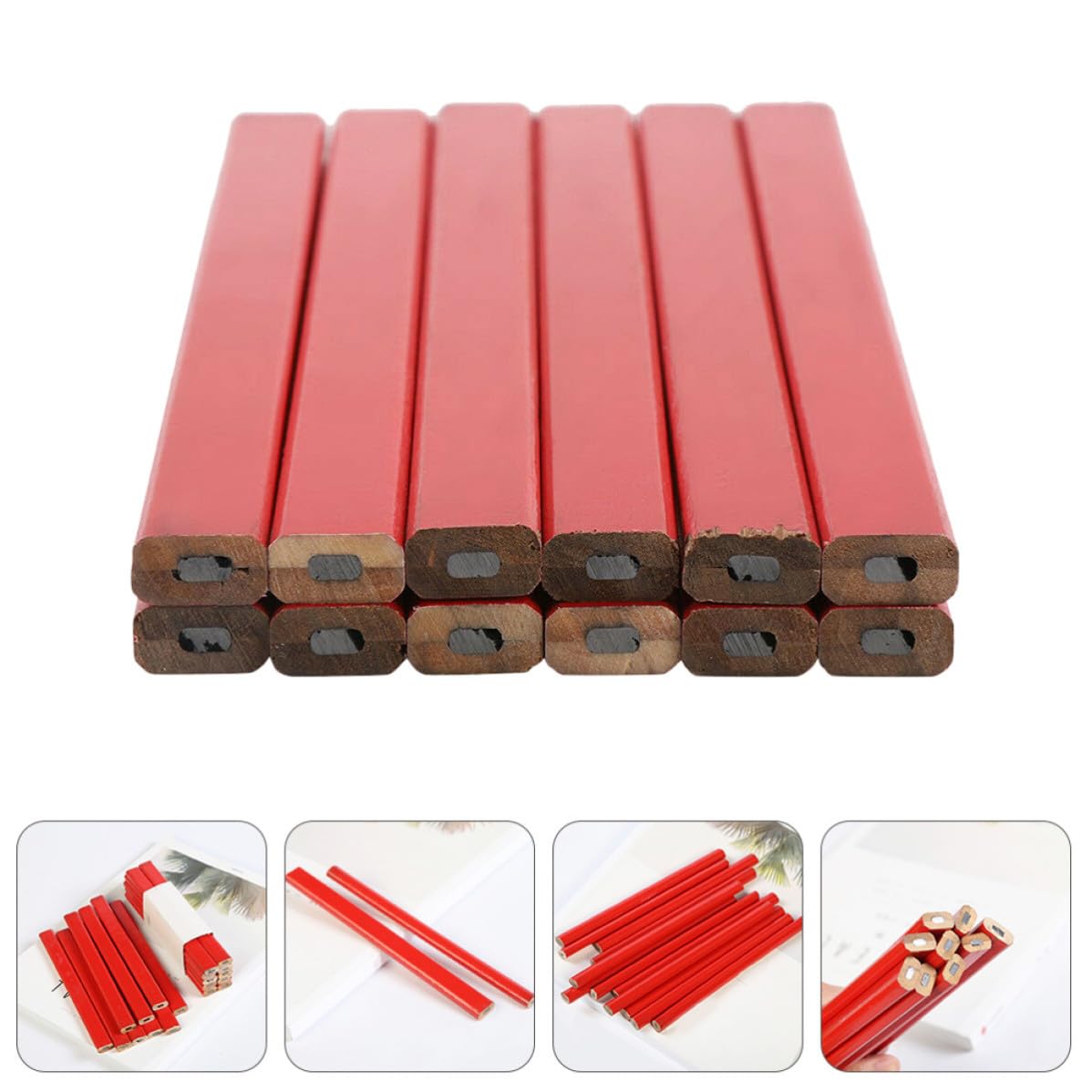 Healvian 72 Matite da Carpentiere Rosse Dure in Legno Ottagonali Resistente Agli Urti per Scrivere su Superfici Ruvide e Irregolari per Lavori di Falegnameria