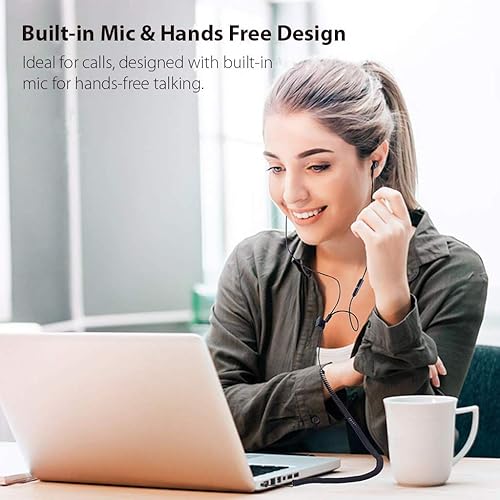 Miniatura 5 de Avantree HF027 - Auriculares de cable largo para TV y PC, cable de extensión de 18 pies con micrófono y cable de bobina de resorte extralargo,