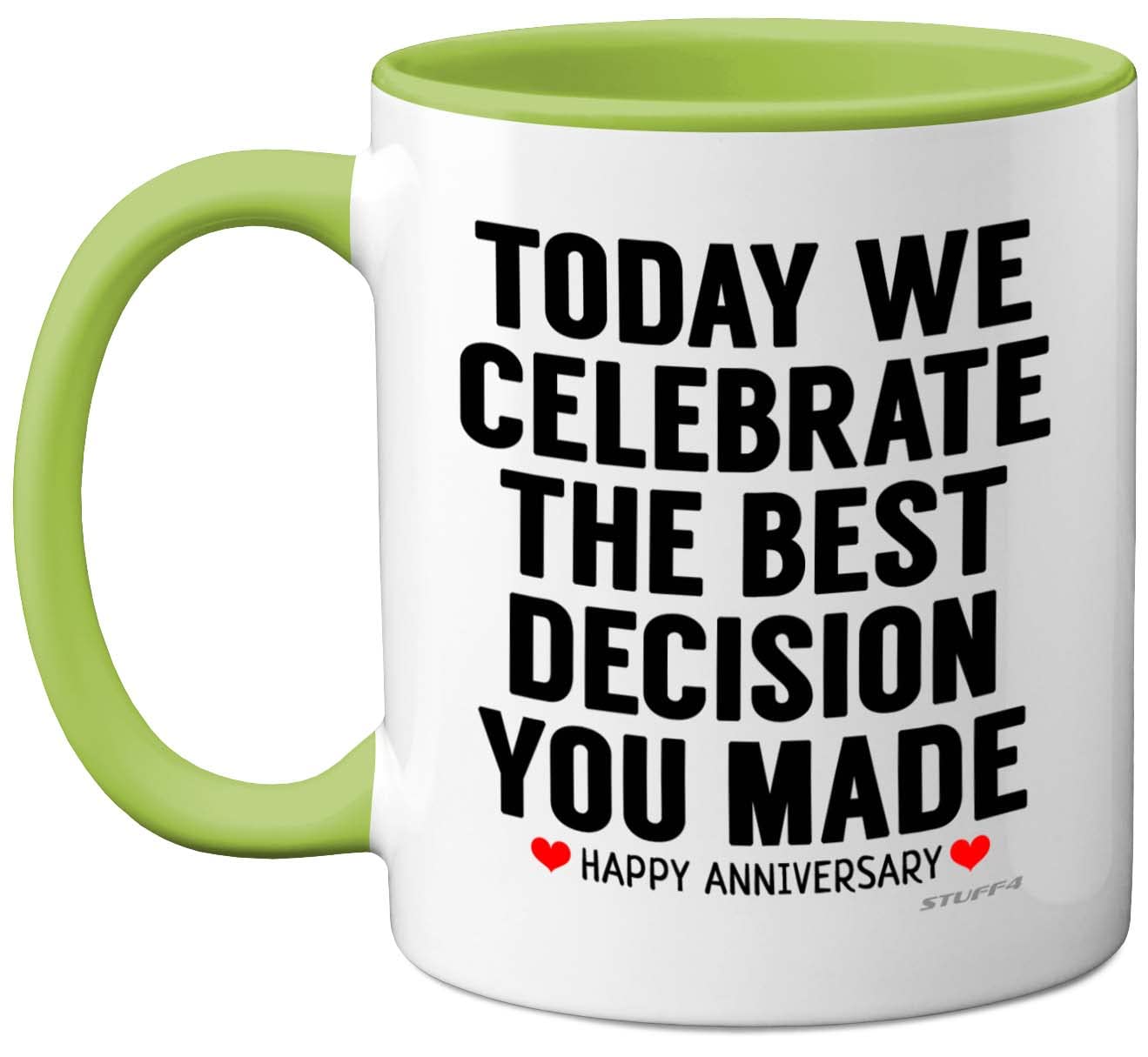 Stuff4 Anniversary Mug for Him Her, Funny Coffee Mug for Men Women, Gifts Girlfriend, Presents Boyfriend, Perfect Anniversary Christmas Valentines Birthday, 11oz Ceramic Green