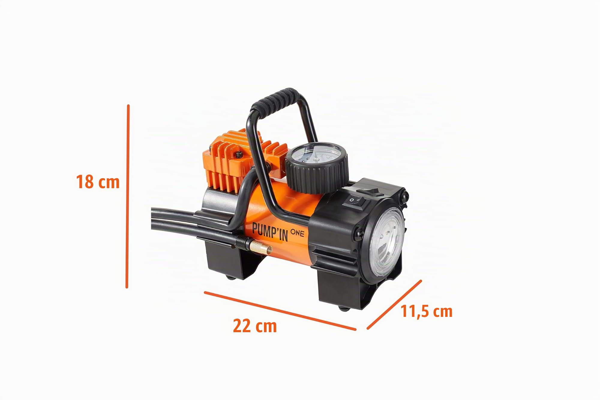 Pumpin - ONE Mini-Compresseur avec Lampe et Manometre, 140W