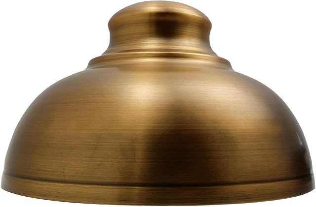Retro Modern Metal Lamp Shades Ceiling Light Shades, Vintage Industrial 29cm Easy Fit Country Style Bulb Guard, Task Pendant Lighting Bedroom, Kitchen, Office (Free Reducer Plate) (Yellow Brass)