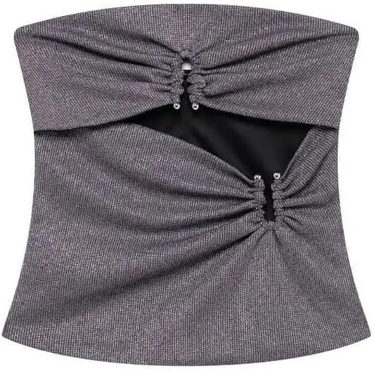 Women's Asymmetric Metallic Sleeveless Zipper Top