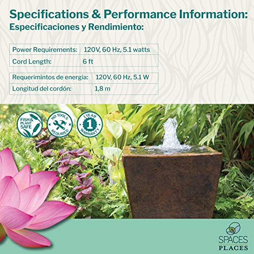 Spaces Places Cgfk60 Container Garden Fountain Kit - Small Submersible Pond Pump For Mini Fountains, Water Gardens, Koi Ponds, Bird Baths, And Other Water Statuaries, Black #TOP6