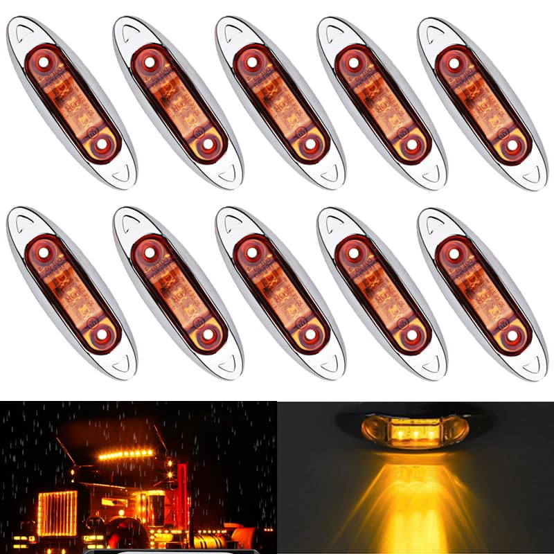 10 SZTUK Samochód 12V 24V Światło obrysowe boczne Lampa obrysowa Ciężarówka Van Światła przyczepy Czerwone światło ostrzegawcze(Yellow)