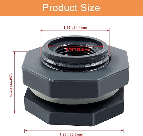 Vista 53 de 1 unidad NPT1 1/2 PVC Bulkhead Fitting, conector de tanque de agua de plástico de 1 1/2 pulgadas, accesorios de tubería roscados a granel para 1