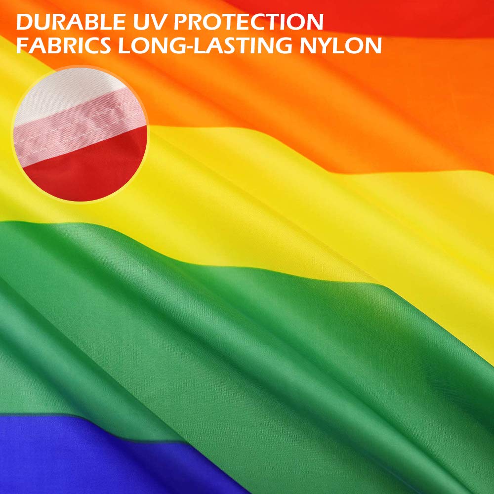 GeeRic Rainbow Pride Flag 90x150CM, 3x5 Ft LGBTQ2S Rainbow Banner 2 Grommets UV Fade Resistant for Outdoor Pride Day - Image 4