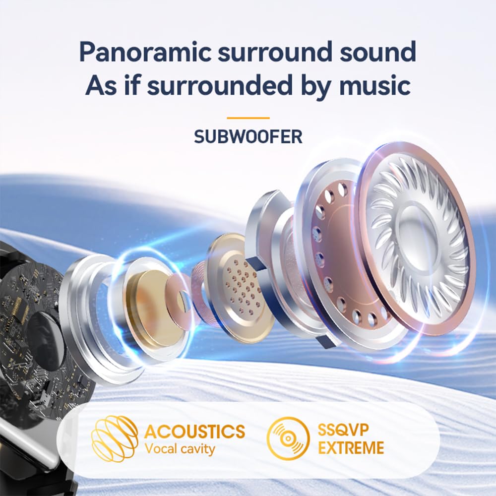 Piluyaa Auriculares para dormir con Bluetooth ligeros, mini tapones invisibles para los oídos, diseño pequeño para dormir de lado, tiempo de reproducción de 58 horas con funda de carga, llamadas
