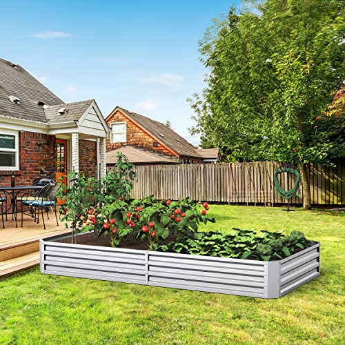 image for Mr IRONSTONE Galvanized Raised Garden Bed Outdoor for Vegetables Flowe