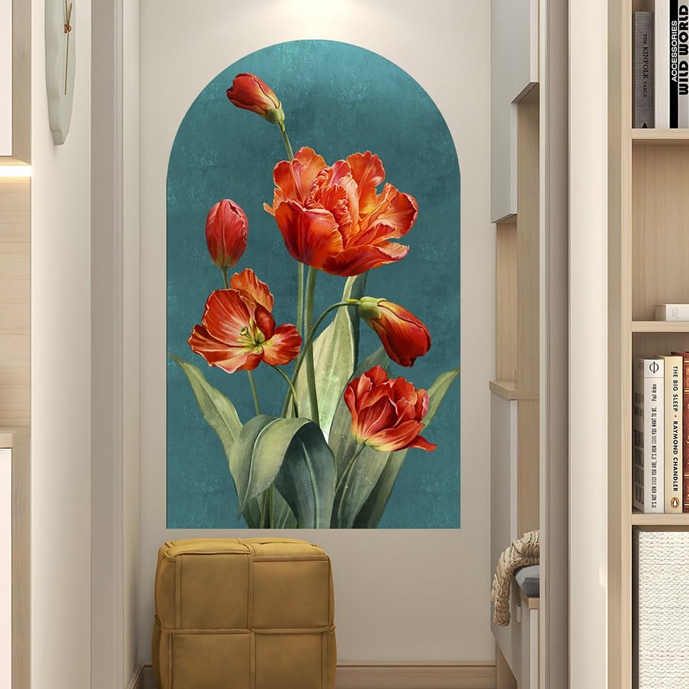 Pegatinas de pared, pegatinas de pared con arco, pegatinas de pared con arco, pegatinas de pared de vinilo grandes, pegatinas de pared autoadhesivas con acento floral for dormitorio, sala de estar, au