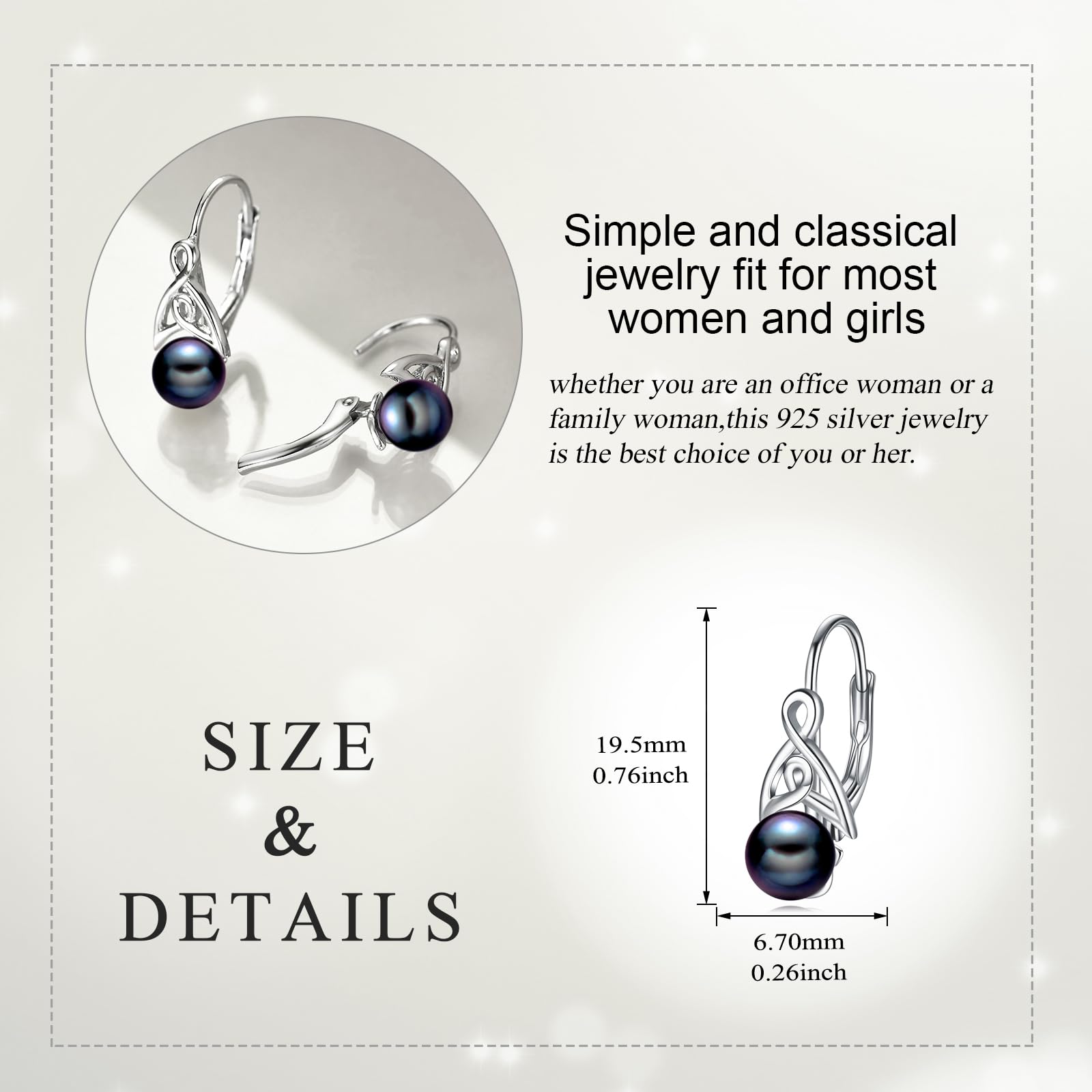 Perlenohrringe für Damen, 925er Sterlingsilber, keltischer Knoten, Klappbügel, Perlenschmuck, Geschenke für Mädchen