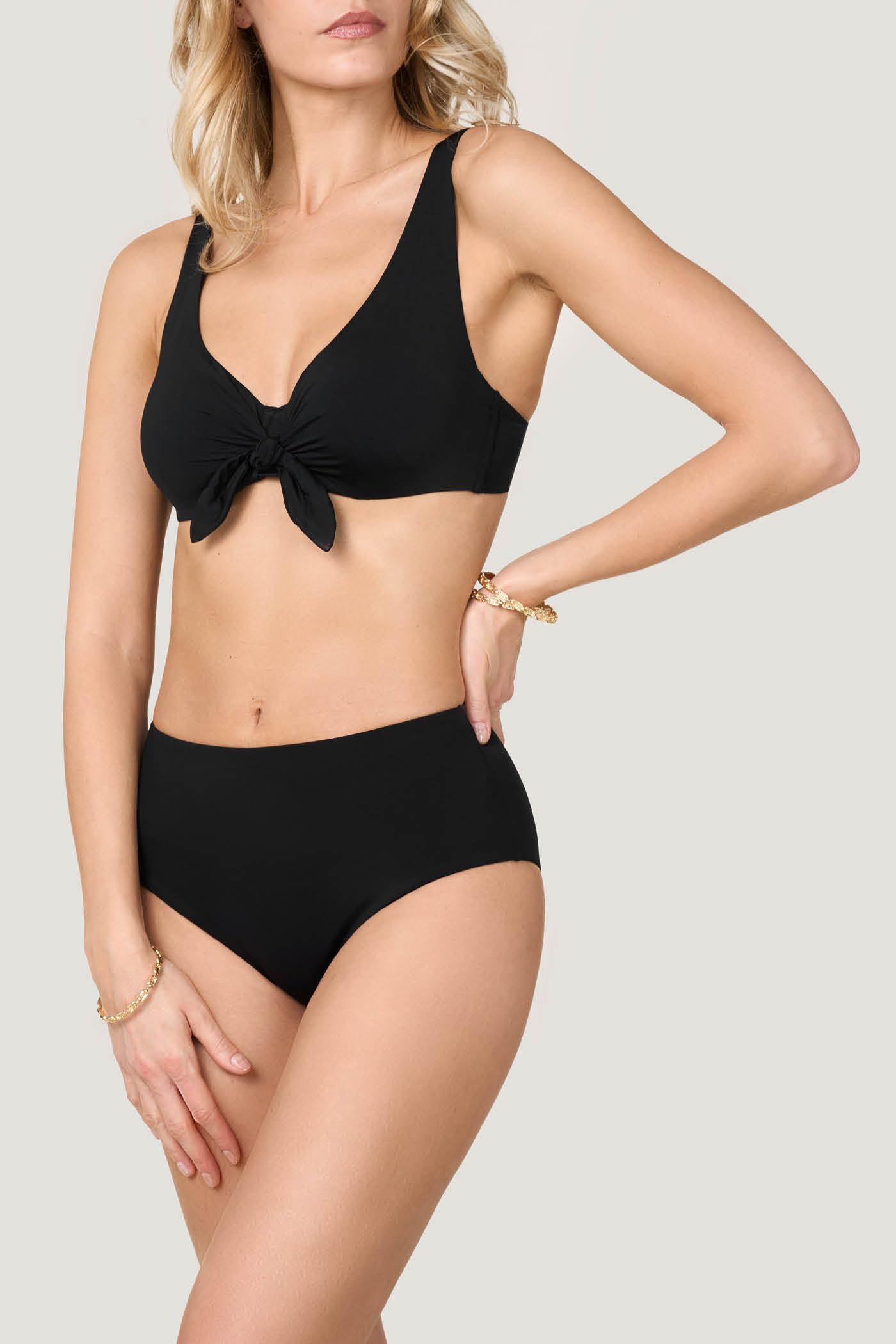 Goldenpoint Donna Costume da Bagno Tinta Unita - Parte Alta del Bikini - Triangolo Fisso con Fiocco Costume Tinta Unita
