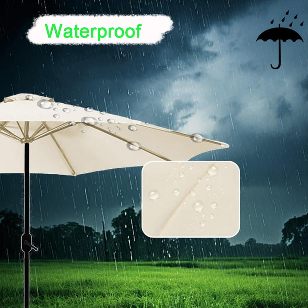 Tissu De Parasol De Rechange Pour Parasol De Terrasse Jardin Cour, Toile De Parasol De Rechange Extérieur 200/230/250/270/300/350cm 6/8 Baleines Housse De Rechange Pour Parasol(Black,3m/10f