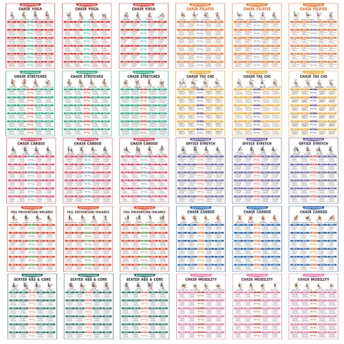 Image of Sinload 30 Day Chair Yoga Posters for Seniors Chair Yoga Challenge Posters