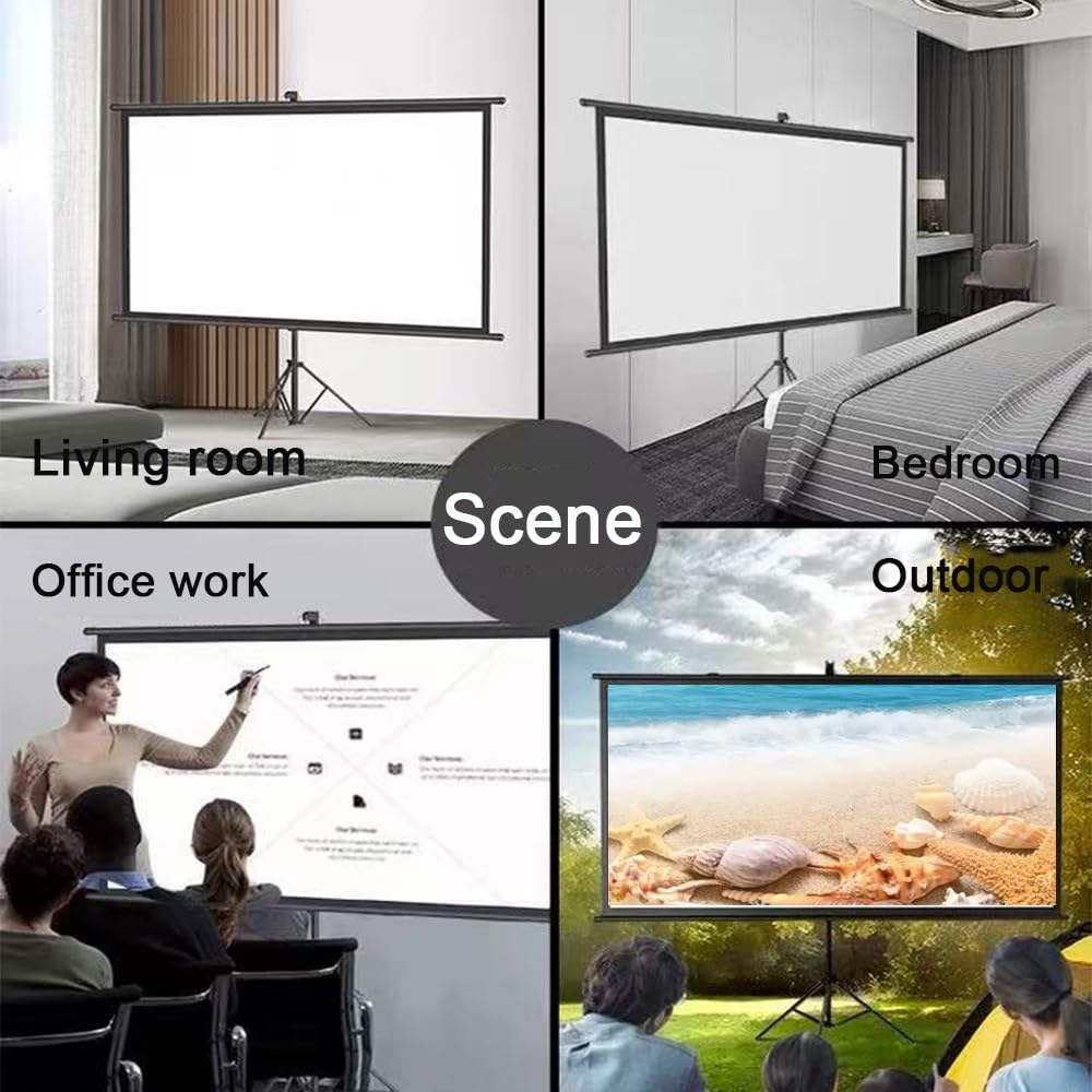 Piccolo Schermo di Proiezione con Supporto，Teatro Domestico Schermo Proiettore Ufficio Scuola Schermo per Proiettore 40 50 60pollici Avvolgibile Schermo(White,50in-4:3)