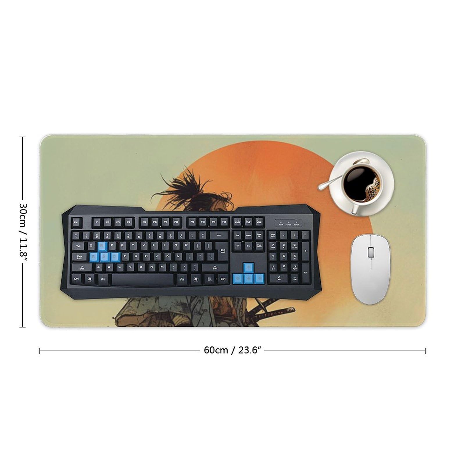 Alfombrilla De Ratón De Arte Japonés Samurái De Gran Tamaño, Alfombrilla De Ratón De Goma Natural Para Ordenador De Gaming, Alfombrilla De Escritorio Con Borde De Bloqueo Para Teclado LIUWENJING Unisex