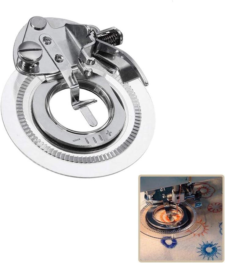 Daisy Flower Stitch Sewing Machine Presser Foot Decorative Embroidery Stitch Circles Ruffler Presser Foot for Low Shank Snap-On Sewing Machines