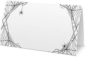 Pack of 25 Halloween Food Tent Labels, Perfect for Halloween Parties, Banquet Tables and Buffet