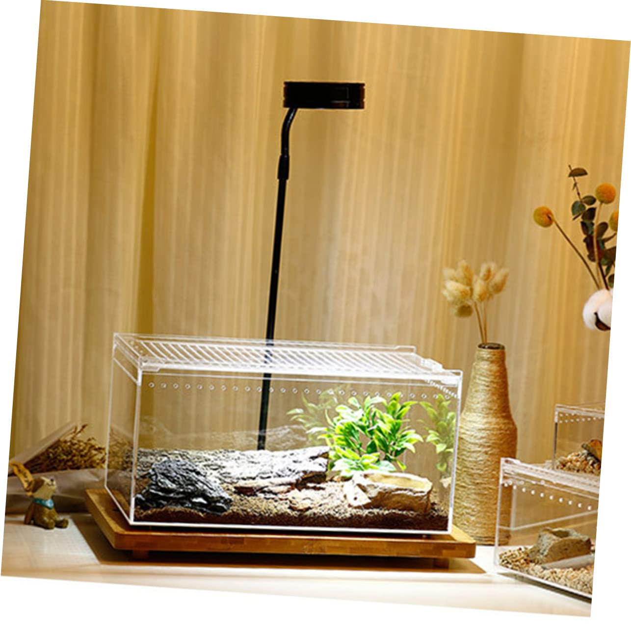 Caja de Cría Transparente Acrílica a Prueba de Fugas para Reptiles | Diseño Antiescape, Alimentación de Agua y Comida, Apta para Serpientes y Cangrejos Ermitaños