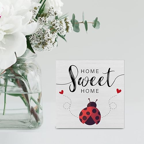 Miniatura 5 de Cartel de madera rústica para decoración de escritorio, caja de madera con texto en inglés "Sweet Home"