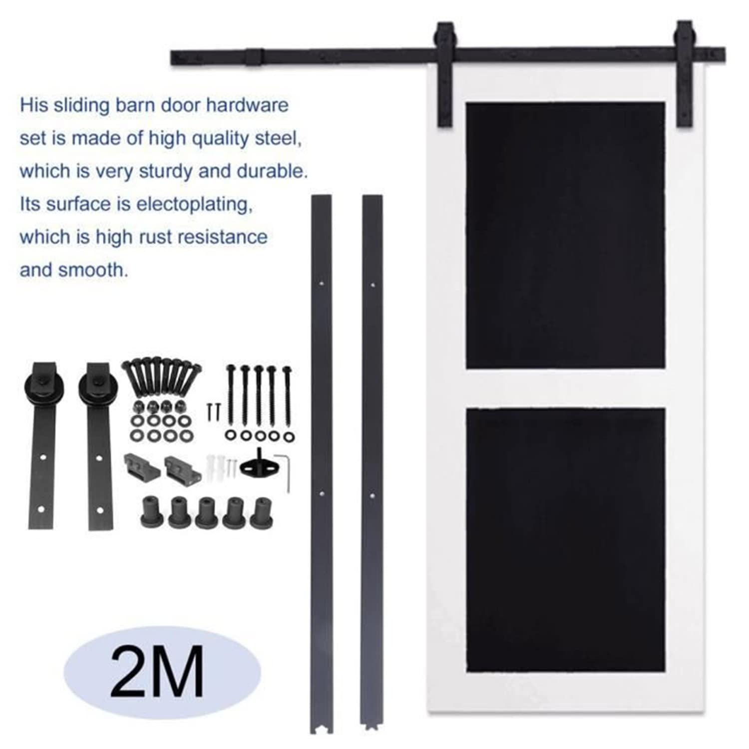 183cm (clásico) Puerta de granero corredera estilo rústico, de madera para armario herraje colgadocon guía rodamientos deslizantes, para puerta doble