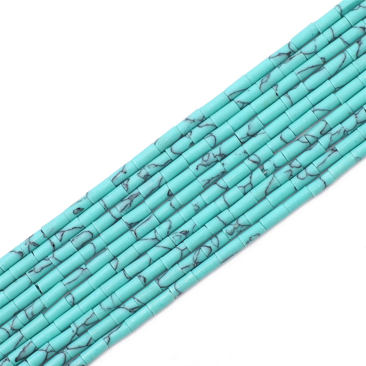 BEADIA Natural Blue Turquoise Tube Beads Cylinder 2x4mm 38cm/Strand Stone Beads for Jewelry Making