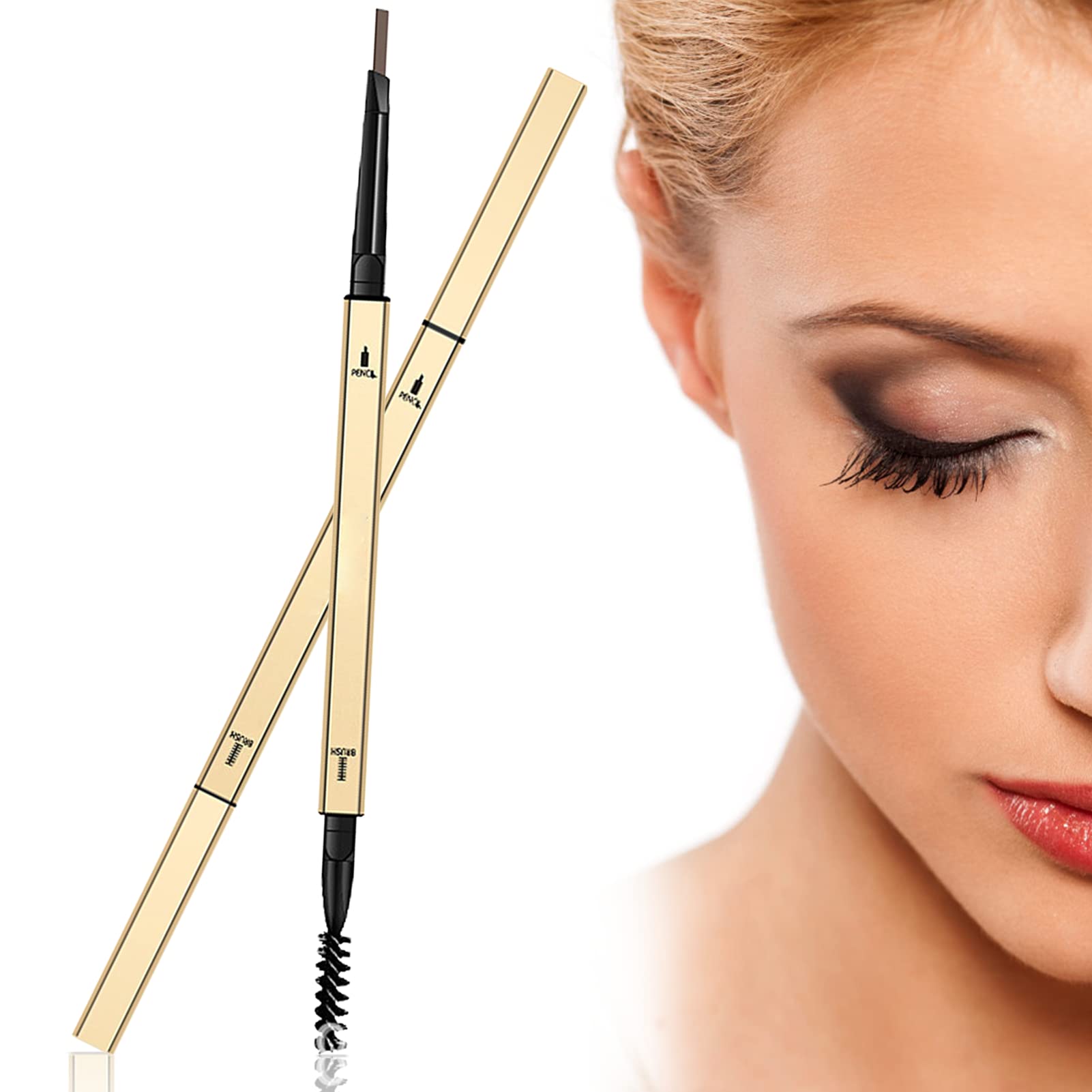 Eyebrow Pencil Eyebrow Pen Waterproof Brow Pen with Brow-Brush Makeup Shaper Precision Retractable Natural Micro Eye Brower Pencil Dual Ended Way Fill & Sculpt Long lasting Eye Brow Tool (Brown)