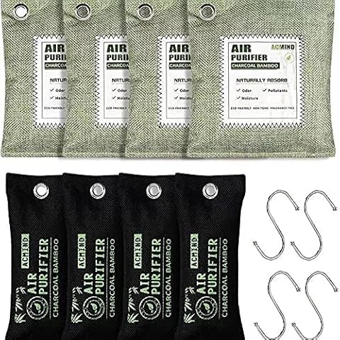 LSLCQW Activated Carbon Bamboo Charcoal air Purifier,Air purification bag 4 Packs × 200g, 4 Packs × 100g for Pets, Smoke and Mold, Shoes, car deodorants, Bathroom, Home Closet air freshener. Cover