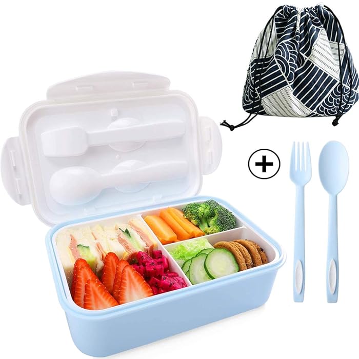 Buy JiaHome 1400ml Blue Lunch Box, with Lunch Bag, Bento Box with 3