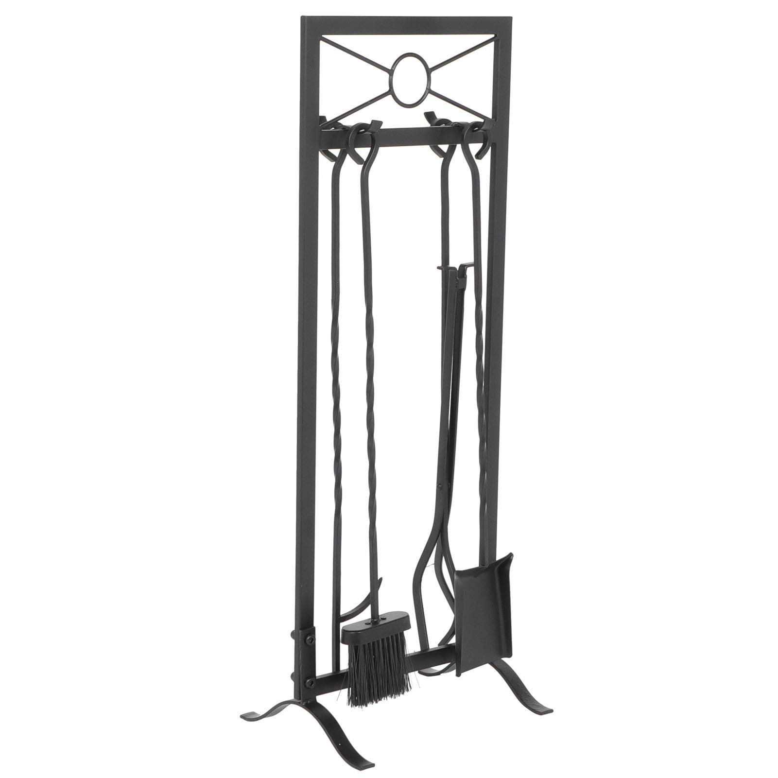 Cocoarm Juego de Herramientas para Chimenea Kit de Herramientas para Hoguera de Hierro con Soporte, Cepillo, Pala, Pinzas, Atizador, Base de 31,1 Pulgadas, Soporte Triangular, Fácil de Mover para
