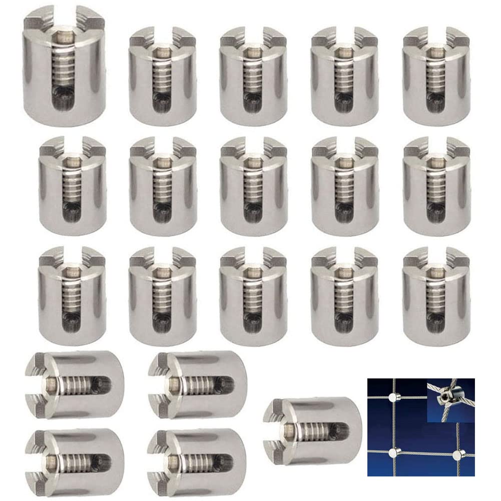XXHong 316 Acciaio Inossidabile Fascette per Cavi Cavi Cavi Ringhiera Cavo Filo Croce Clip per 1/8 "Corda 20 Pz