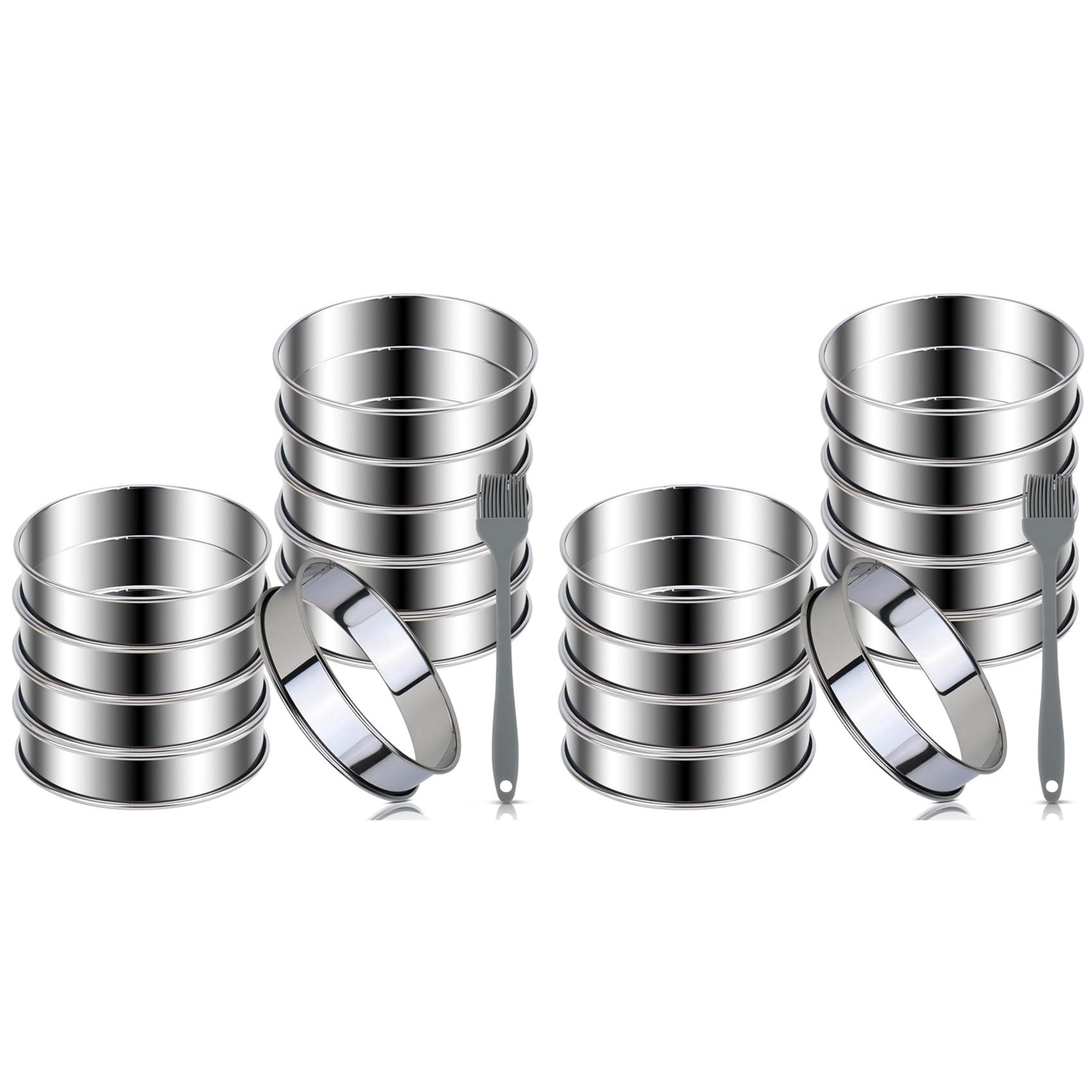 Hndhbfgrt 20PCS Premium English Muffin Rings Set-4 Inch Double Rolled Stainless Steel Mold for Baking Tart & Crumpets