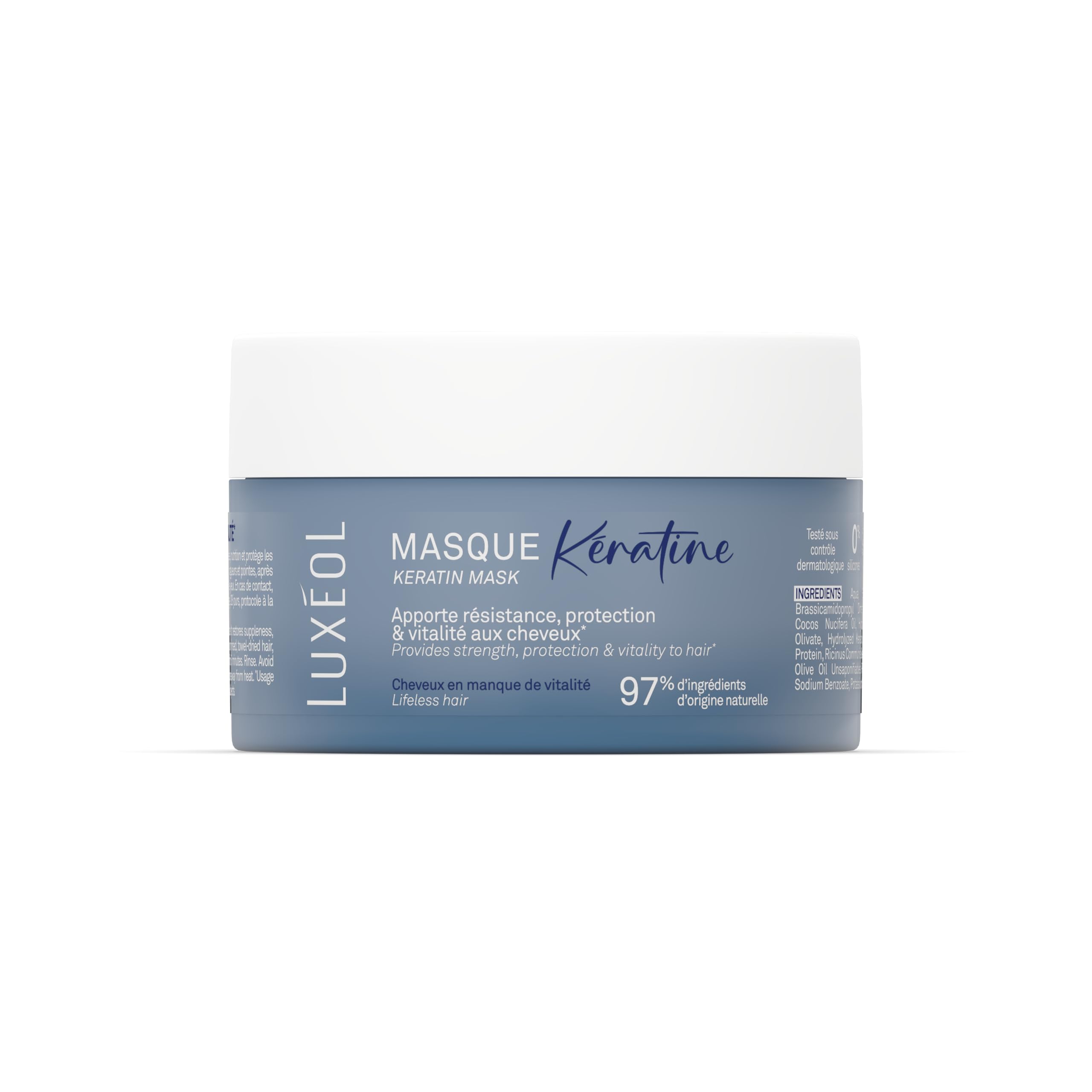 LUXEOL - Masque Kératine - Pour des cheveux renforcés, réparés et plus résistants *- 97% d’ingrédients d’origine naturelle - Sans silicones - Fabriqué en France - 200 ml