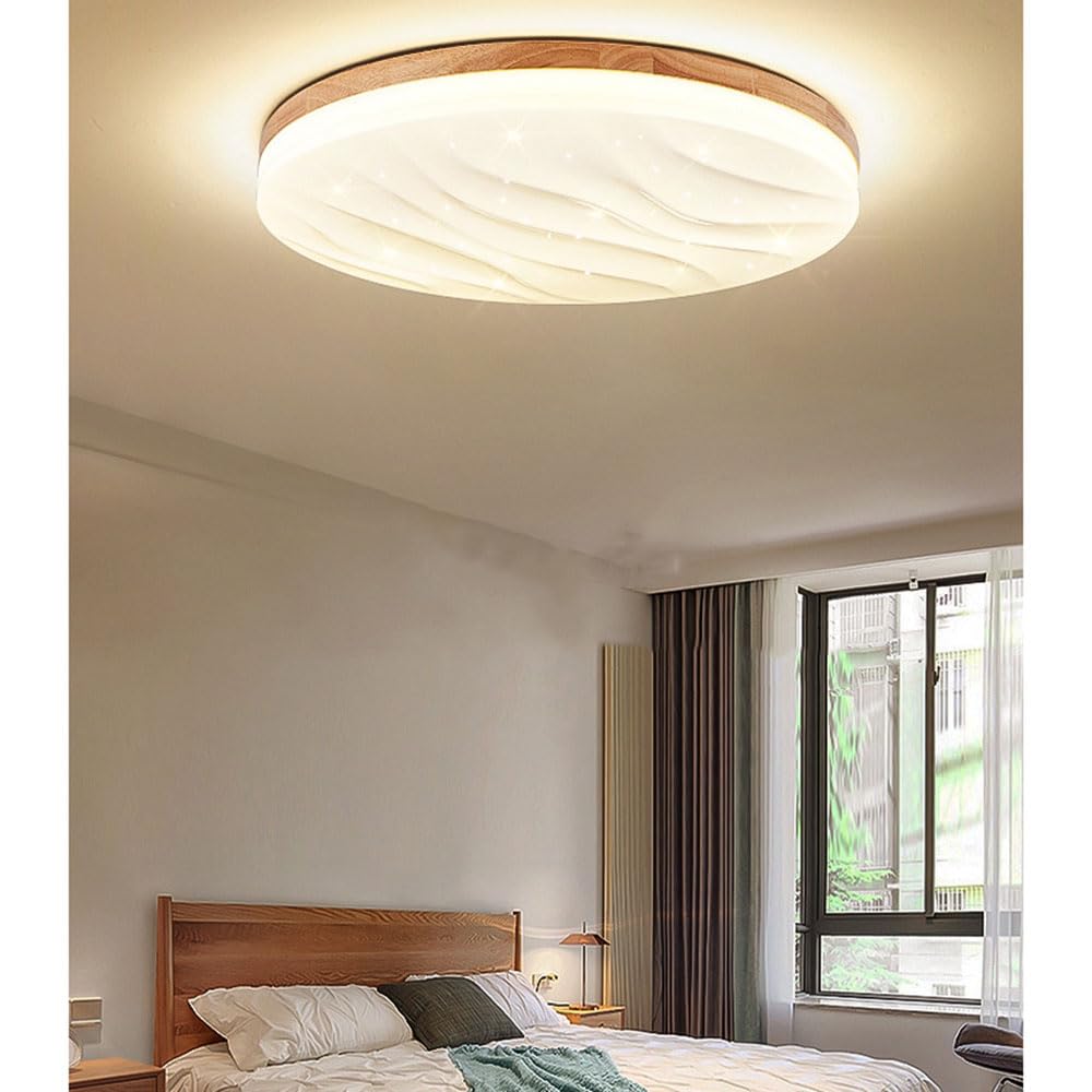 YYUTLUO LED Ceiling Light Wood, Top 360° Glow Square Natural Wooden - View #4